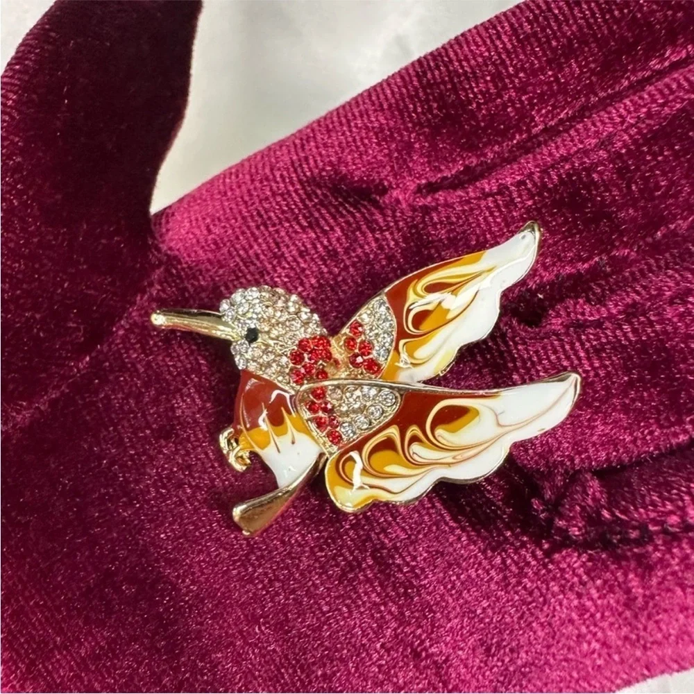 Anthropologie Multicolor Hummingbird Brooch